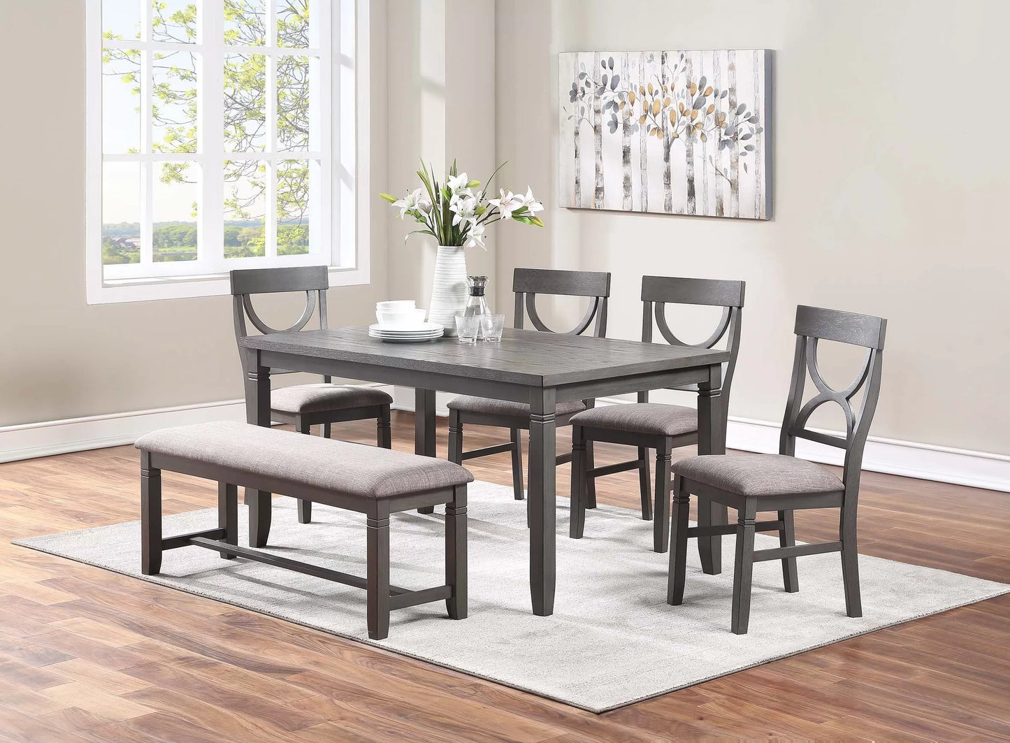 F2563 6PC DINING SET GREY