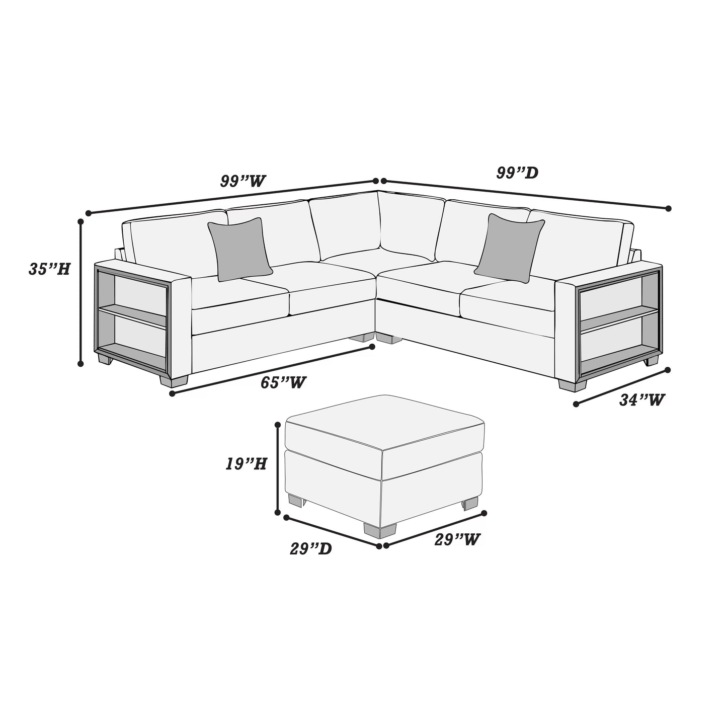4PC SECTIONAL W/OTTOMAN