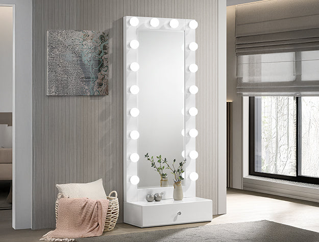 LUXO TALL LIGHTED MIRROR W/DRAWER