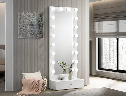LUXO TALL LIGHTED MIRROR W/DRAWER