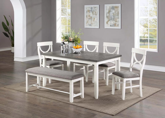 F2562 6PC DINING SET WHITE/GREY