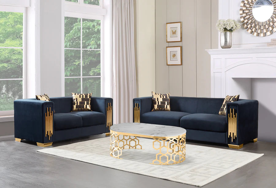 SF2003 BLACK VELVET SOFA SET