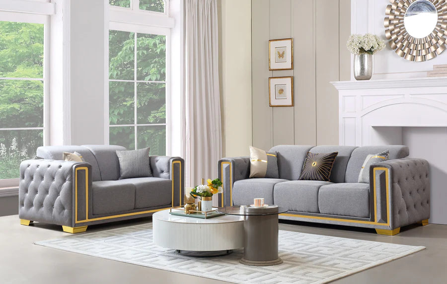 SF3002 Gray Linen Sofa set