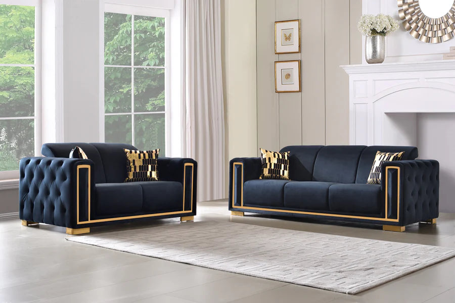 SF3003 BLACK VELVET SOFA SET
