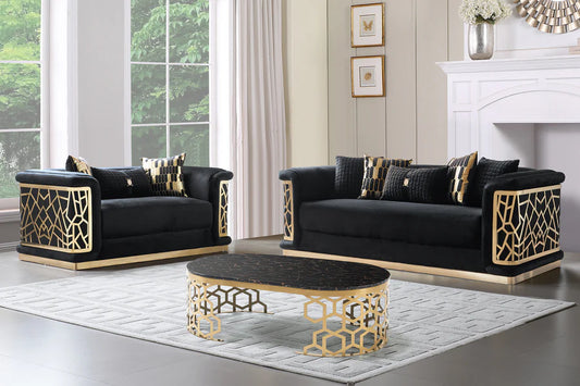 SF5088 BLACK VELVET SOFA SET